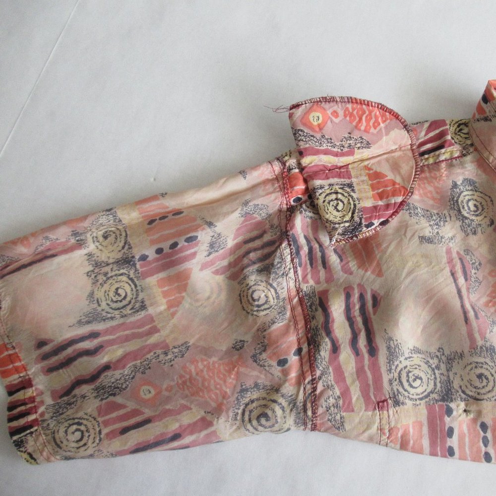 Men's WHISTLES Men's 100% Silk Shirt Sz Large Button Up Short Sleeve Multicolor - Picture 5 of 12